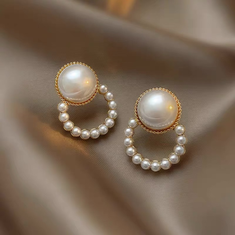 Gold stud earrings 18k gold plated 925 sterling silver with pearl vintag…
